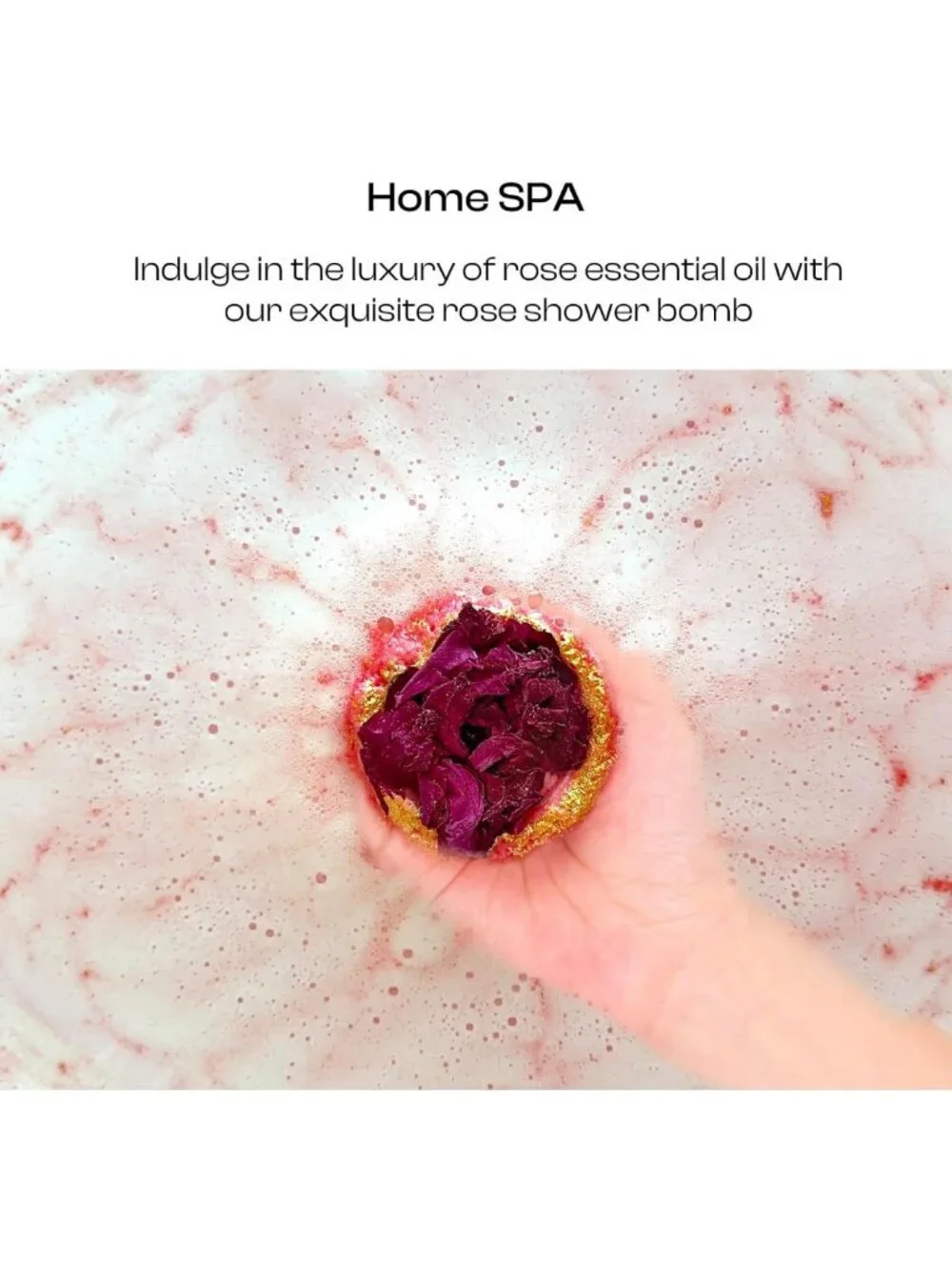 Rose Bath Bombs Gift Set - 6 Pack with Dried Roses, Spa Relaxation & Self-Care